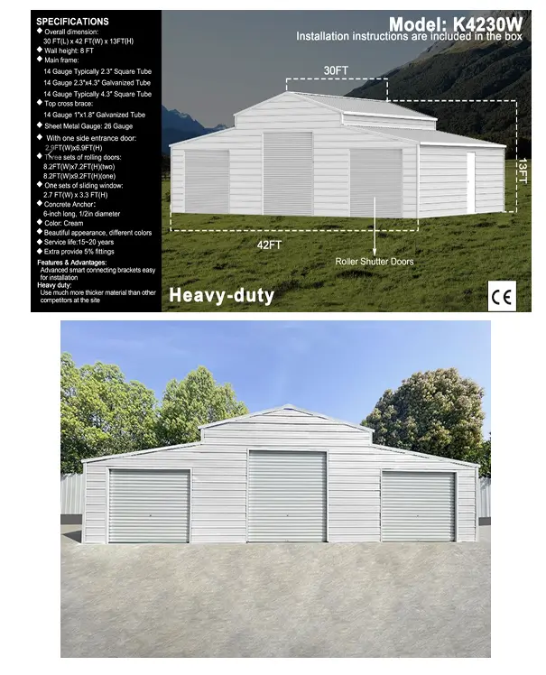 K4230W Unused 42FT x  30FT Metal Storage Shed