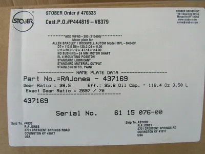 NEW STOBER 437169 GEARHEAD TYPE RAJONES-437169 38.5:1