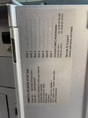 *3065 Siemens Simatic IPC547D PCS7 6ES7660-3FA08-2CA1 (9.6.4)