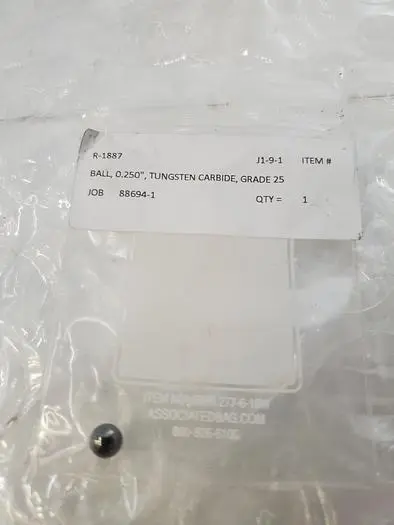 R-1887 BALL, 0.250 IN., TUNGSTEN CARBIDE, GRADE 25