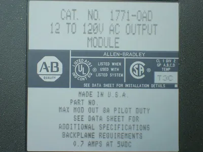 Used ALLENBRADLEY 1771OAD PLC Input & Output Ohio US | HGR 24 #879736