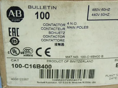 New | in-Stock ALLEN BRADLEY 100C16B400 PLC Contactors | HGR 24 #753606