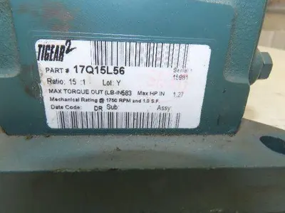 Dodge Baldor 17Q15R56 Gear Motor 15:1 Reducer 117 RPM 0.75Hp 230/460V 3PH LH 56C