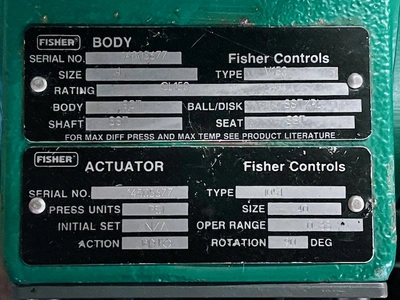 Fisher 4" V150 Stainless Steel V-Ball Control Valve