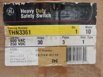 General Electric THN3361 Model 10 600V 30A  Non-Fusible Disconnect Safety Switch