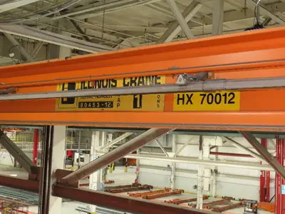 Cleveland Tramrail P&H 1 Ton Single Girder Underhung Bridge Crane 45' 10" Span