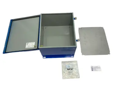 New | in-Stock Saginaw Control & Engineering Wall Mount Enclosure PAINTED BLUE Electrical Boxes Michigan US | Maverick Industrial Sales #1436916