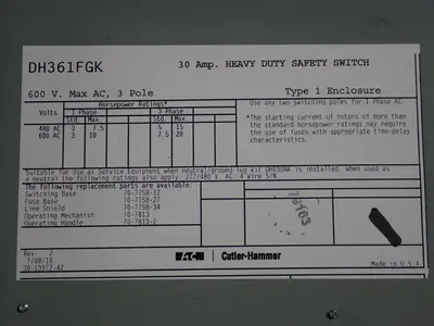 Eaton 30 A Heavy Duty Switch