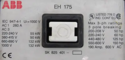 NEW ABB EH175C-1 CONTACTOR 3PH 120V 260AMP 3POLE