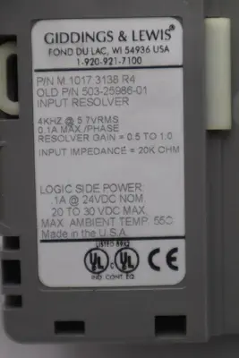 GIDDINGS AND LEWIS M.1017.3138 R4 / M10173138 R4 INPUT RESOLVER STOCK K-2923-A