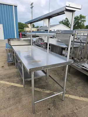 Used Falcon Restaurant Supply, Inc. Used 90" x 33" Stainless Steel Table with Over Shelves and Ticket Rails - SB2 - SS401 Food Prep Tables Illinois US | Falcon Restaurant Supply #1373535