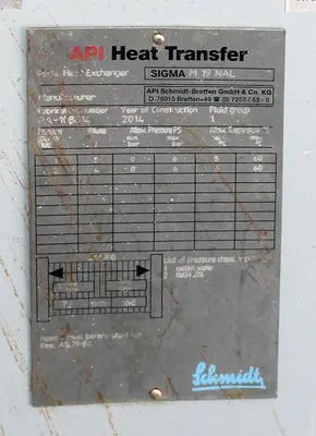 SPC7850  Heat Exchanger 50 sq.ft. API Heat Scmidt-Bretten plate heat exchanger, Stainless Steel Contact Parts