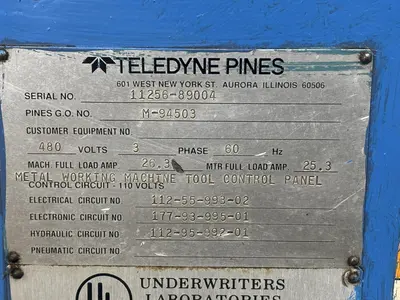 1.25" PINES MODEL #1-1/4 HIGH SPEED  ROTARY HYDRAULIC BAR, TUBE & PIPE BENDER, DIAL A BEND V CONTROL: STOCK #22683