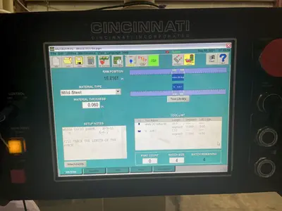 175 TON X 10' CINCINNATI MASTER HYDRAULIC CNC PRESS BRAKE WITH UPGRADED TOUCHSCREEN CONTROLS: STOCK 12997