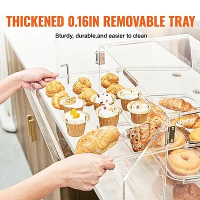 Pastry Display Case, 2-Tier Commercial Countertop Bakery Acrylic  Display Case - 20.7" wide