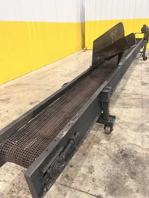16' LONG X 12" WIDE METAL BELT PARTS TRANSFER CONVEYOR: STOCK #21668