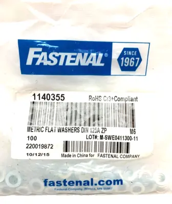 New | in-Stock Fastenal Metric Flat Washers DIN 125A ZP M6 Hardware Washers Michigan US | Maverick Industrial Sales #1463540
