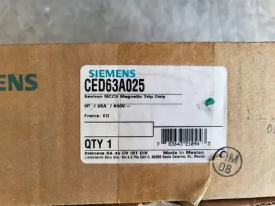 New | in-Stock 2016 SIEMENS CED63A025 Switchgears British Columbia CA | Lenmark #241885