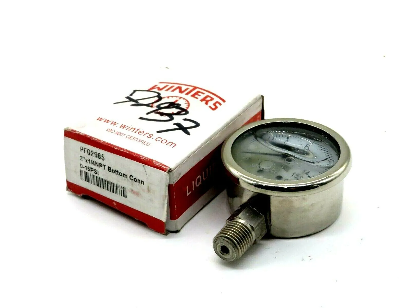 NEW WINTERS PFQ2985 PRESSURE GUAGE 2"X1/4NPT 0-15PSI