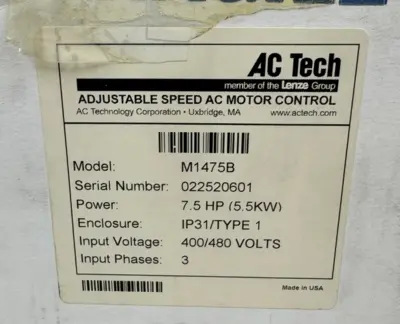 NEW AC TECH LENZE M1475B VARIABLE SPEED DRIVE 7.5HP
