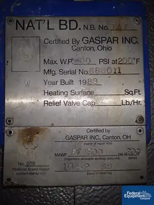 USED Gaspar 20 Gal Gaspar Agitated Recevier, 316 S/S, 300#