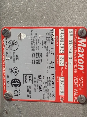 Maxon 2" Shut Off Valve , Unused