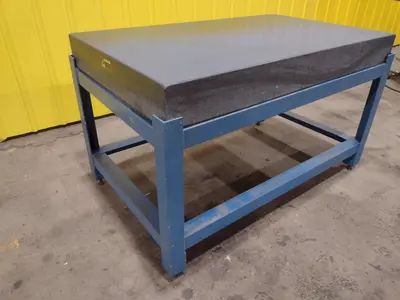 60" X 36" X 6.25" THICK BLACK GRANITE INSPECTION TABLE W/ STAND: STOCK #19633