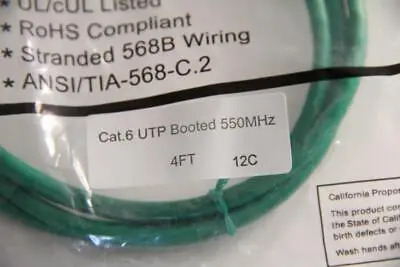 NEW Ethernet Patch Cable ["Does not apply", "Cat.6 UTP Booted 550MHz"]