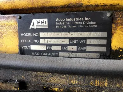 Used ACCO X7600-38-7-12-21-B8M Sheet Lifters Ohio US | Yoder Brothers machinery #91217