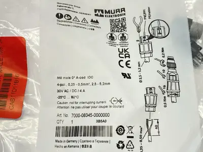 New | in-Stock Murrelektronik Connector Male M8 4-Pin A-Code Electrical Fittings Michigan US | Maverick Industrial Sales #1400705