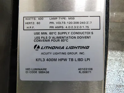 USED LITHONIA LIGHTING KFM3 400M HPW TB L/BD LPI