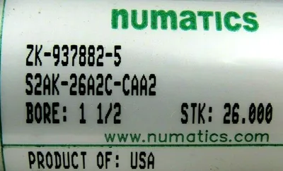 NEW NUMATICS S2AK-26A2C-CAA2 PNEUMATIC CYLINDER S2AK26A2CCAA2