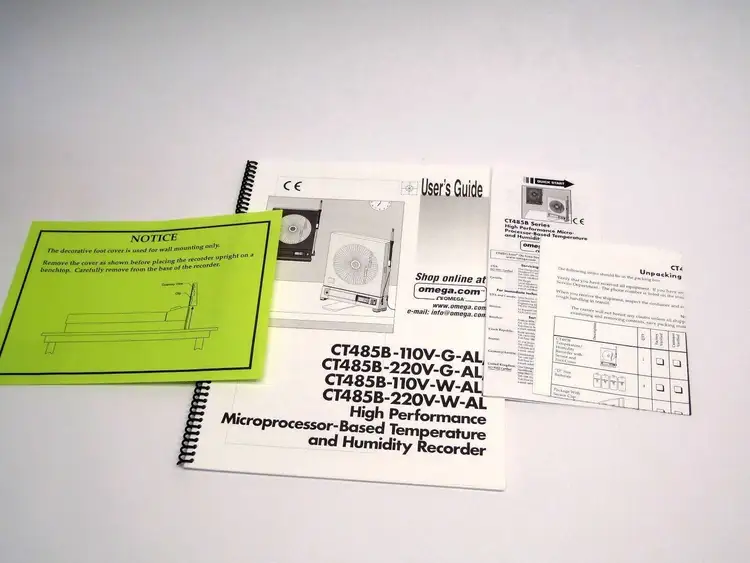 New | in-Stock OMEGA USER GUIDE FOR CT485B SERIES TEMP/ HUMIDITY RECORD Misc Industrial Equipment | Maverick Industrial Sales #1109590