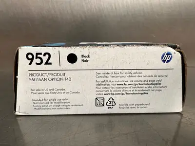 Hp 952 Black Ink Cartridge F6U15AN 7720 7740 8210.... NEW (5.3.3)