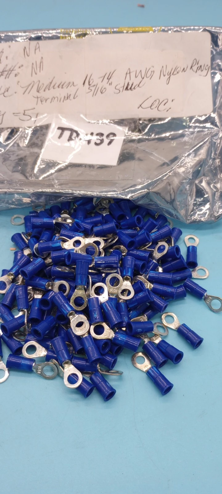 140 blue medium 16-14 away nylon ring terminals 5/16" STUDS