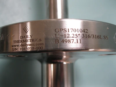NEW Daily Thermetrics 1 1/2" 150# Flanged Thermocouple 12.25" Probe F20