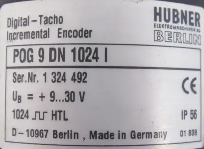 USED HUBNER P0G-9-DN-1024-I ENCODER P0G9DN1024I