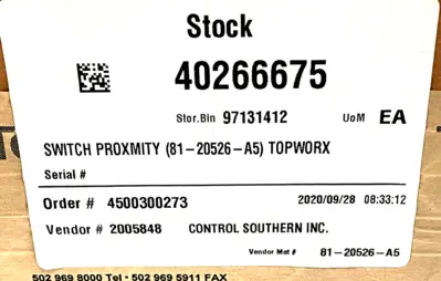 NEW TOPWORX GO SWITCH 81-20526-A5 PROXIMITY SWITCH 8120526A5