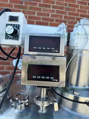 USED PRECISION STAINLESS 500 LITER STAINLESS STEEL JACKETED REACTOR  W/ 0.5 HP MIXER