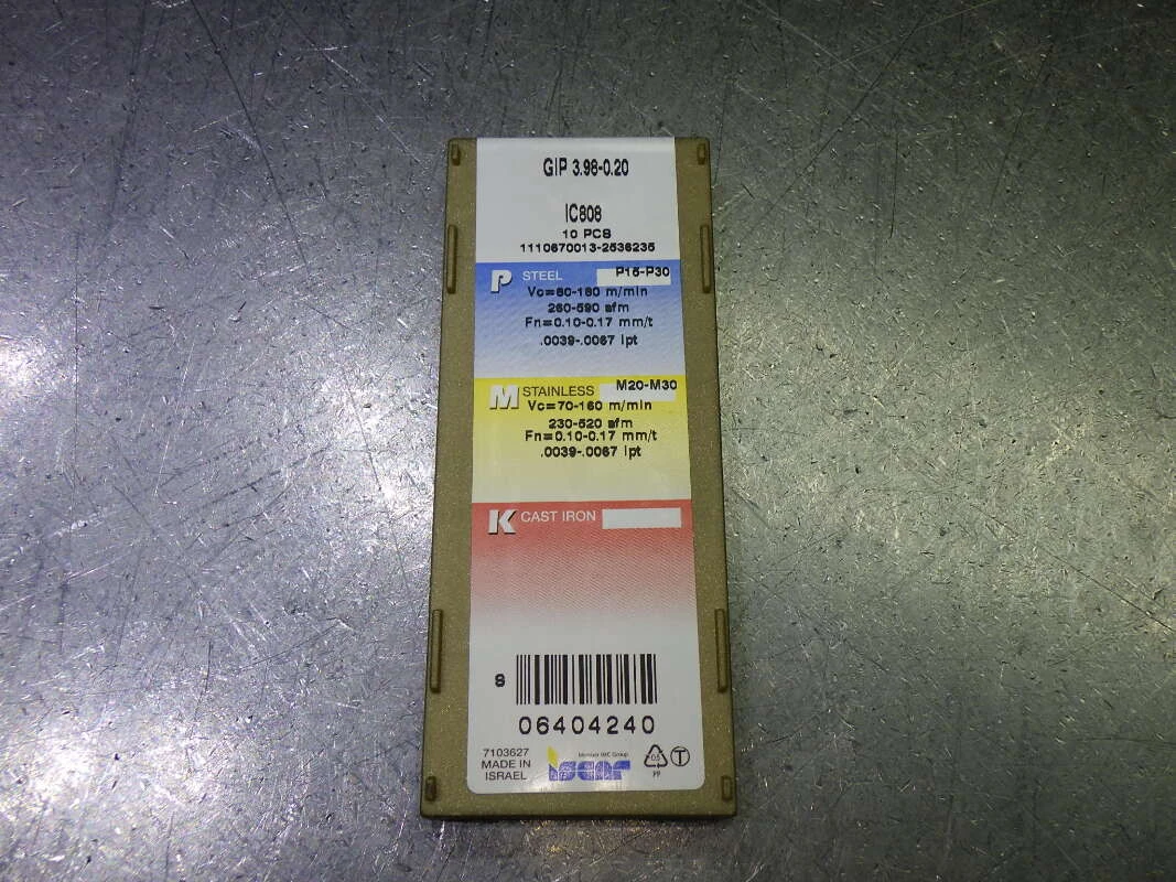 Iscar Carbide Grooving Inserts QTY10 GIP 3.98-0.20 IC808 (LOC310)