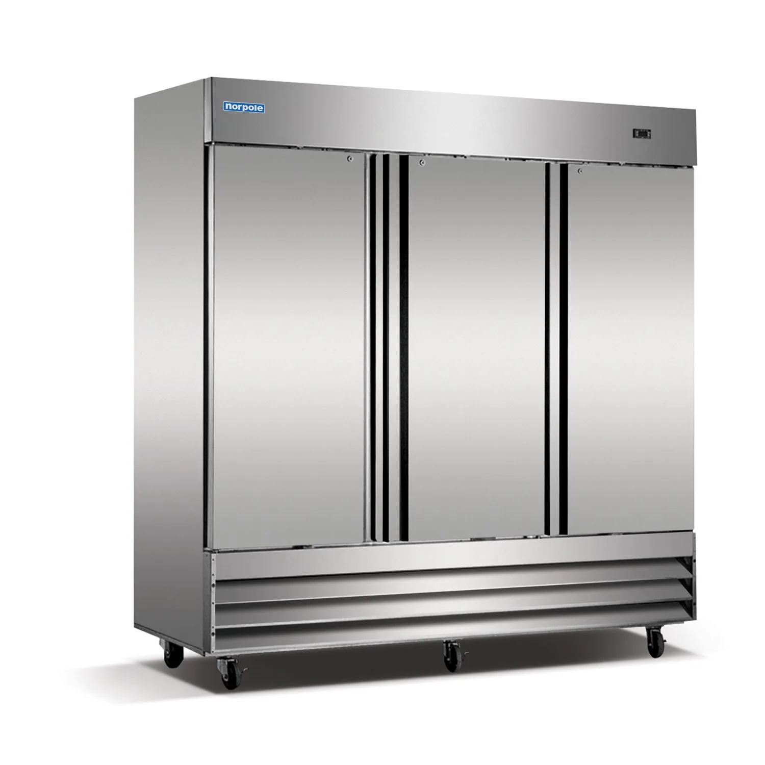 126-0018 Norpole NP3R 3 Solid Door Upright Self Contained Reach In Cooler