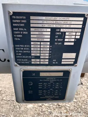 Used Wuxi Chemical Equipment 333 Sq Ft Shell & Tube Heat Exchanger, Duplex 2205, 2023