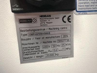 2014 HEDELIUS C80/4500 Vertical Machining Centers | Charter Auctions (27)