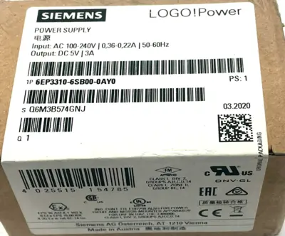 NEW SEALED SIEMENS 6EP3310-6SB00-0AY0 POWER SUPPLY 6EP33106SB000AY0