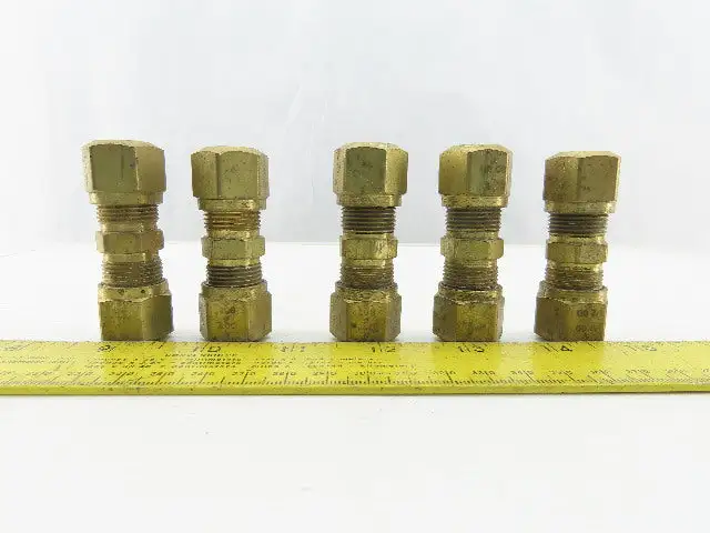 3/8" ID x 1/2" OD Brass Compression Union Lot Of 5