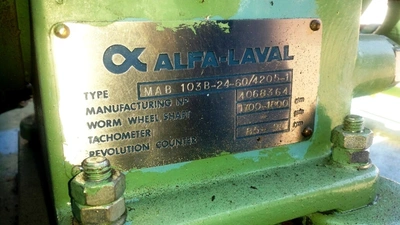 Alfa-Laval MAB 103B-24-60 oil purifier skid, SS bowl.