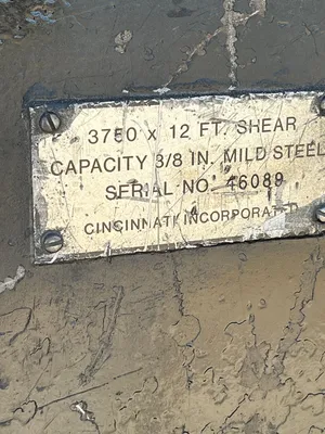 1989 CINCINNATI INC 3750 Power Squaring Shears (Inch) | Used Fab Machines (5)