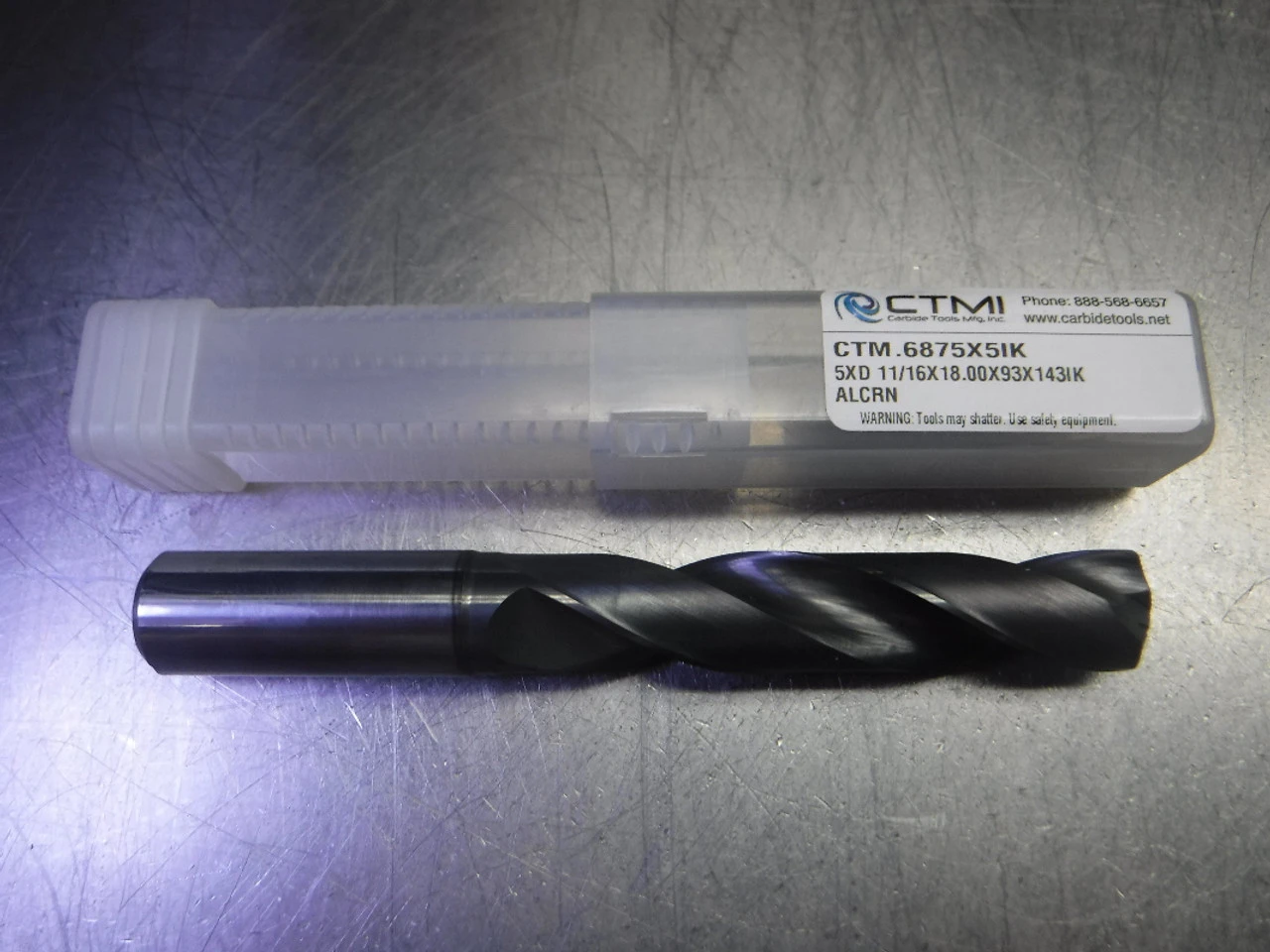 CTMI 11/16" Coolant Thru Carbide Drill 5xd 11/16x18.00x93x143IK ALCRN (LOC566)