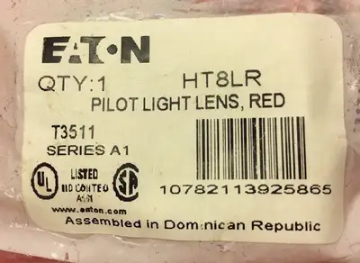 Pilot Light Lens, Eaton, HT8LR. 4A