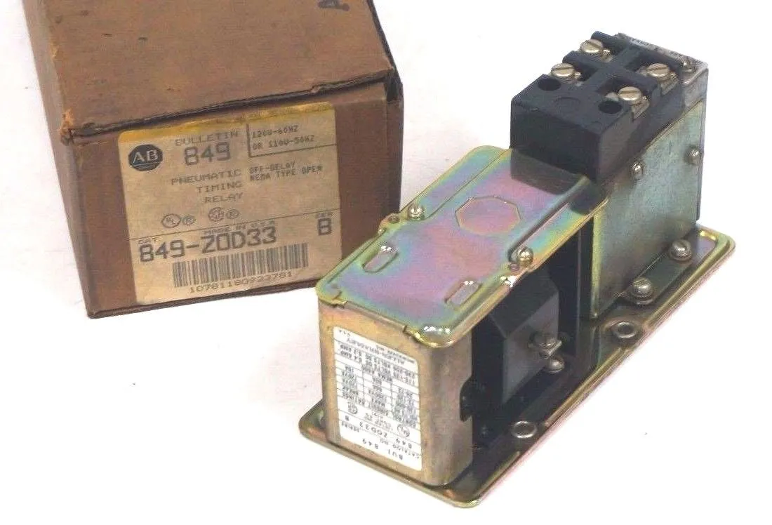 NEW ALLEN BRADLEY 849-ZOD33 PNEUMATIC RELAY SER. B, 849ZOD33